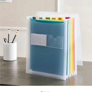 4️⃣for20 NEW the container store rainbow file folder accordion organizer desk